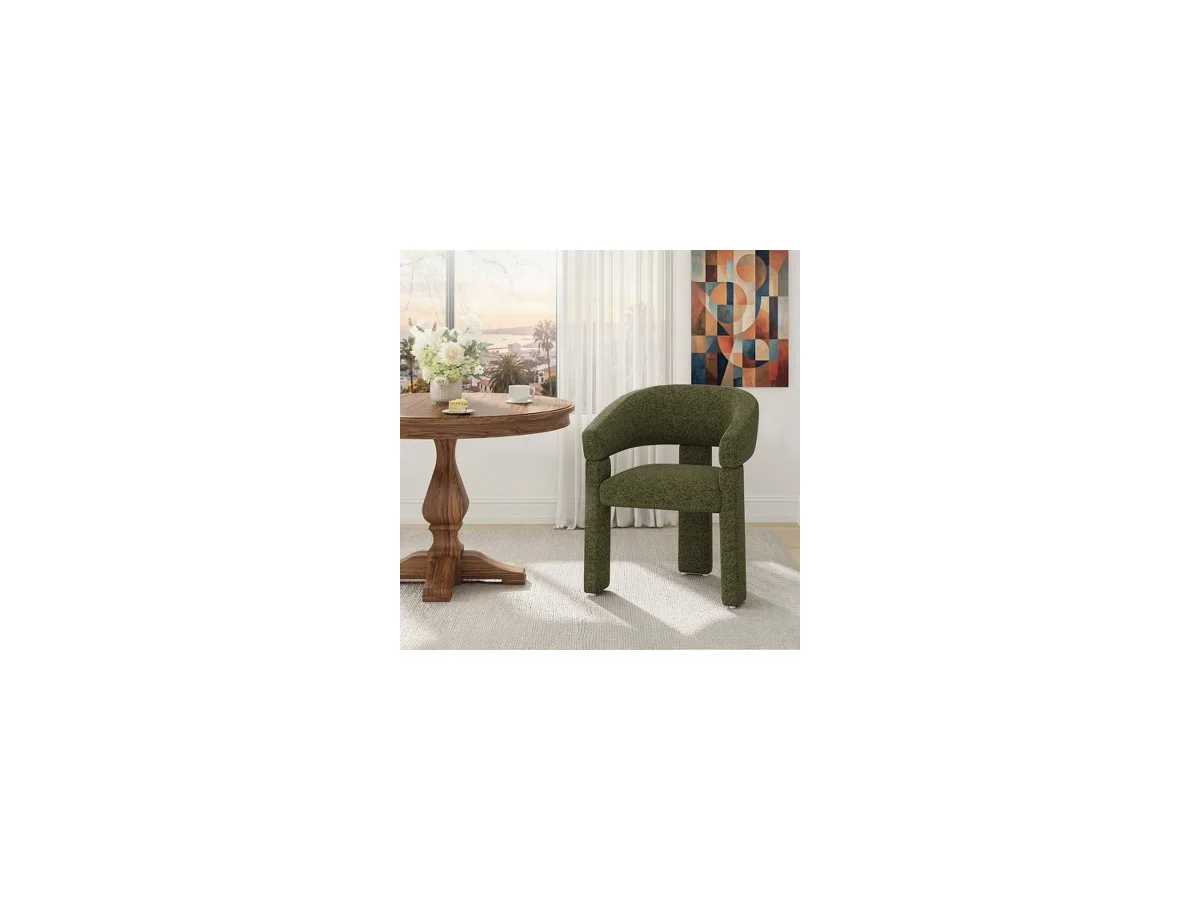 Chenille Upholstered Dining Chair with Ergonomic Back